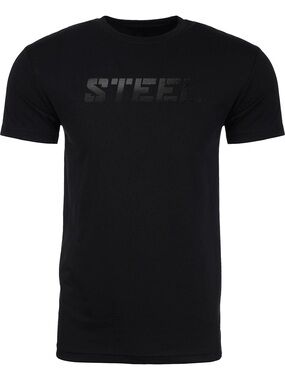 Mens Steel Supplements Gym Performance Tee T-Shirt - Black/Black Size Medium